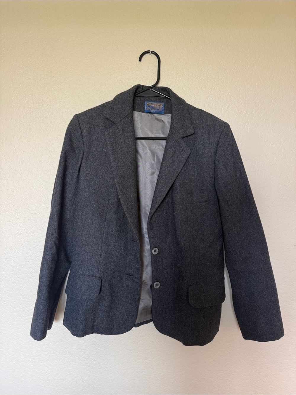 Classic Womens Dark Gray Wool-Blend Blazer